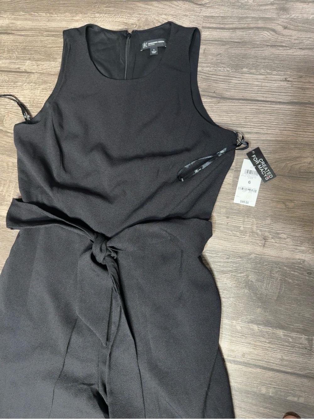 INC International Concepts Black Sleeveless Wide-Leg Jumpsuit with Front Slits - Picture 6 of 11